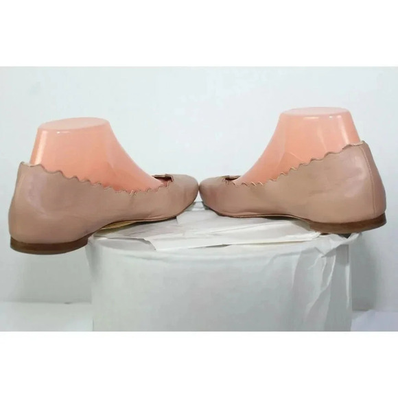 Chloe Lauren Gold Metallic Scalloped Made Italy Sz US 39.5 Sz 8.5Flats Shoes - Picture 5 of 9